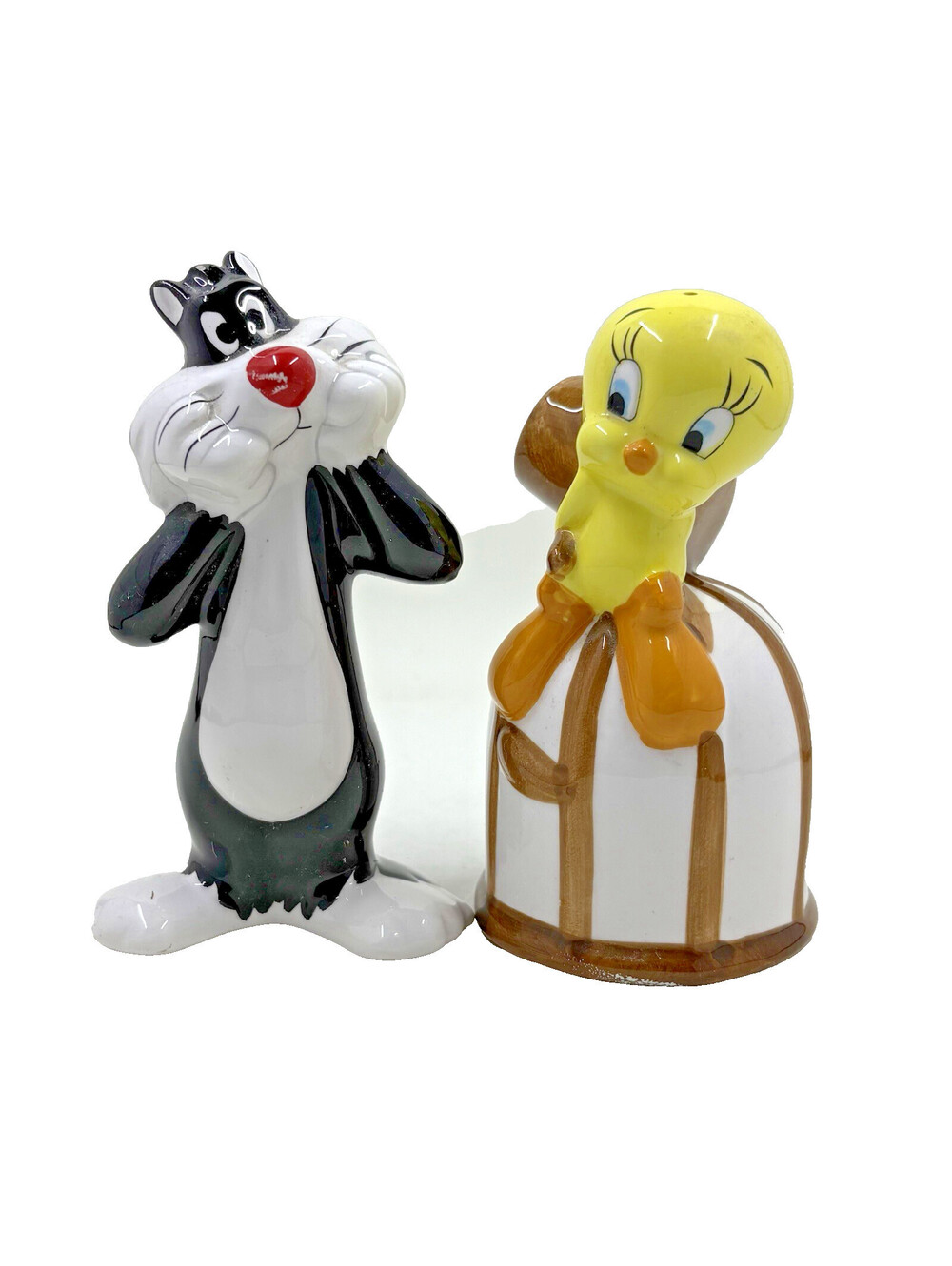 Knocked Out Tweety Bird & Sylvester Salt Pepper Shaker Set Looney Tunes